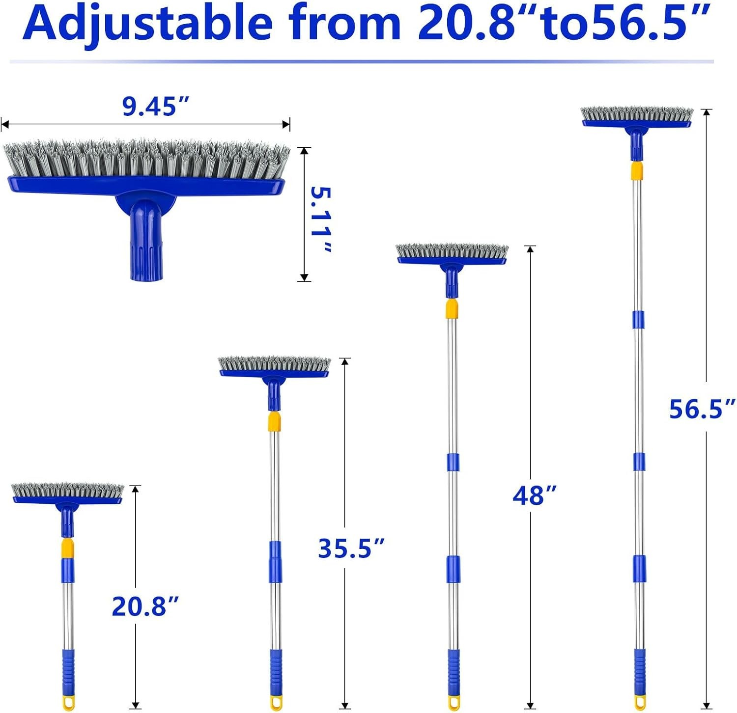 2 Pack Grout Brush with Long Handle, 56.5 Swivel V-Shape Scrub for Tile & Bathro