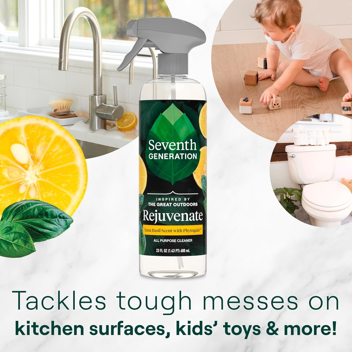 Powerful All-Purpose Cleaner with Yuzu Basil – Non-toxic & Eco-Conscious, 4 Pack