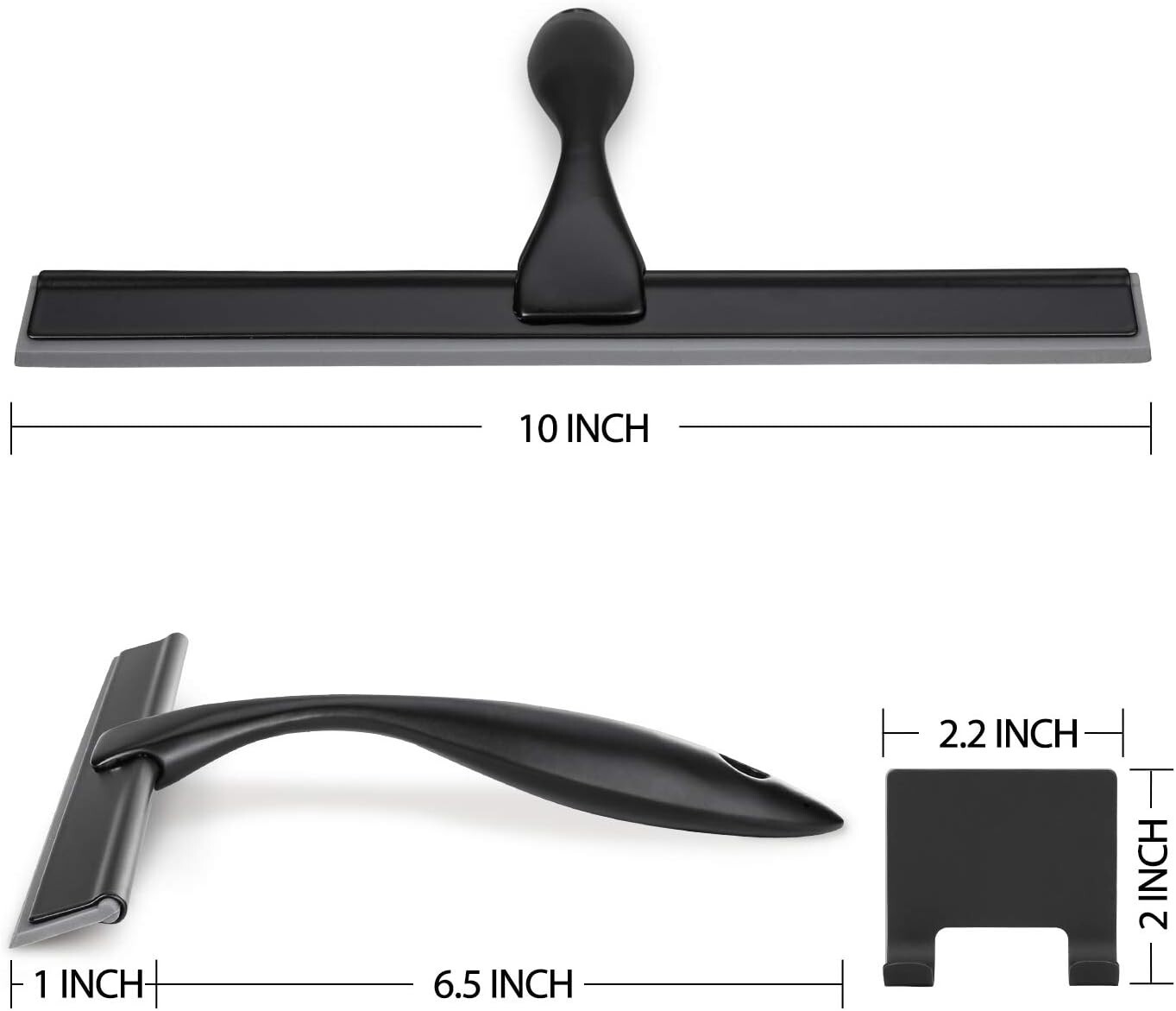 10-Inch All-Purpose Shower Squeegee, Modern Stainless Steel – Streak-Free Shine