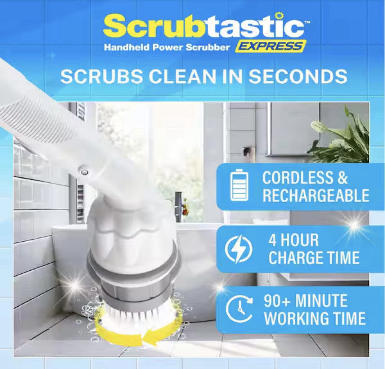 Scrubtastic Express Hand Held Power Rechargeable Scrubber, MSRP $30