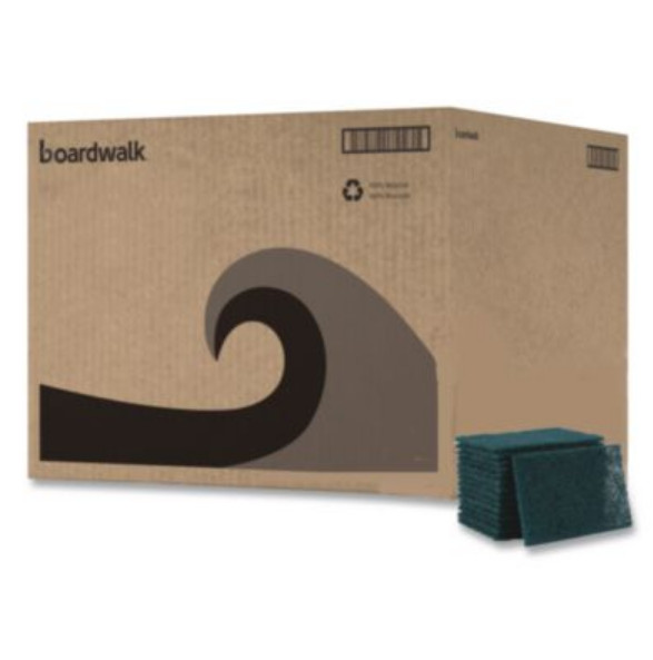 Boardwalk BWK186 Heavy-Duty Scouring Pad, 6 x 9, Green, 15/Carton