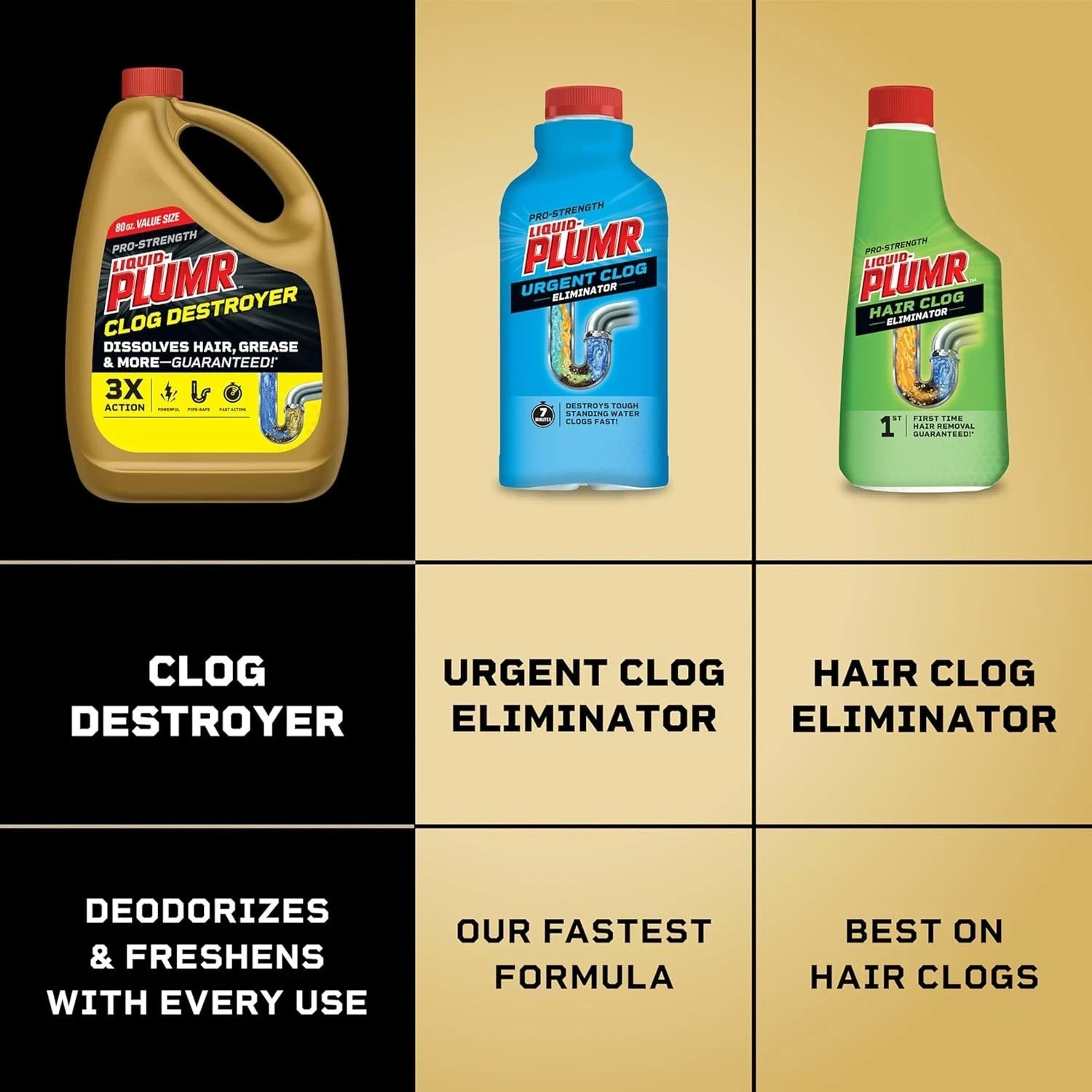 2 PACK. Liquid-Plumr 80 oz. Pro Strength Full Clog Destroyer and Drain Cleaner