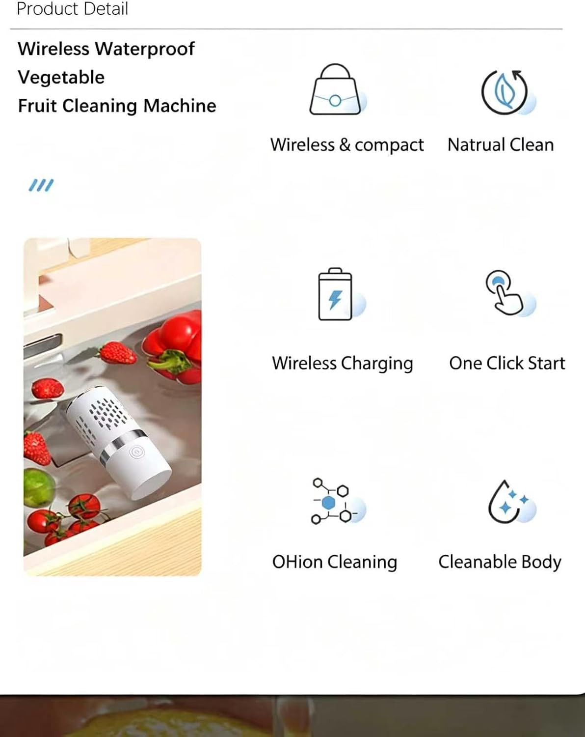 Vegetable and Fruit Cleaner Machine, Purified Water-Proof Fruit Cleaning Device