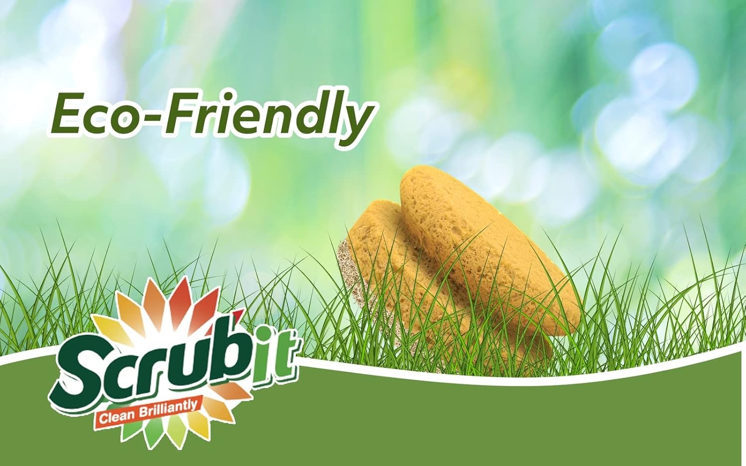Natural Scouring Pads, Eco Friendly Scrubbing Sponges for Kitchen Cleaning and