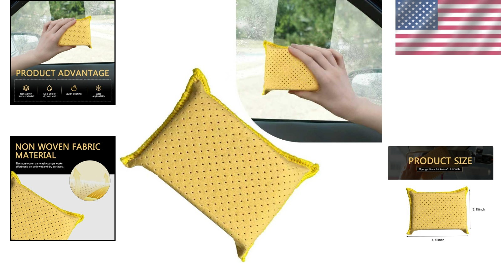 Portable Defogger and Windshield Sponge – Yellow Microporous Cleaning Tool