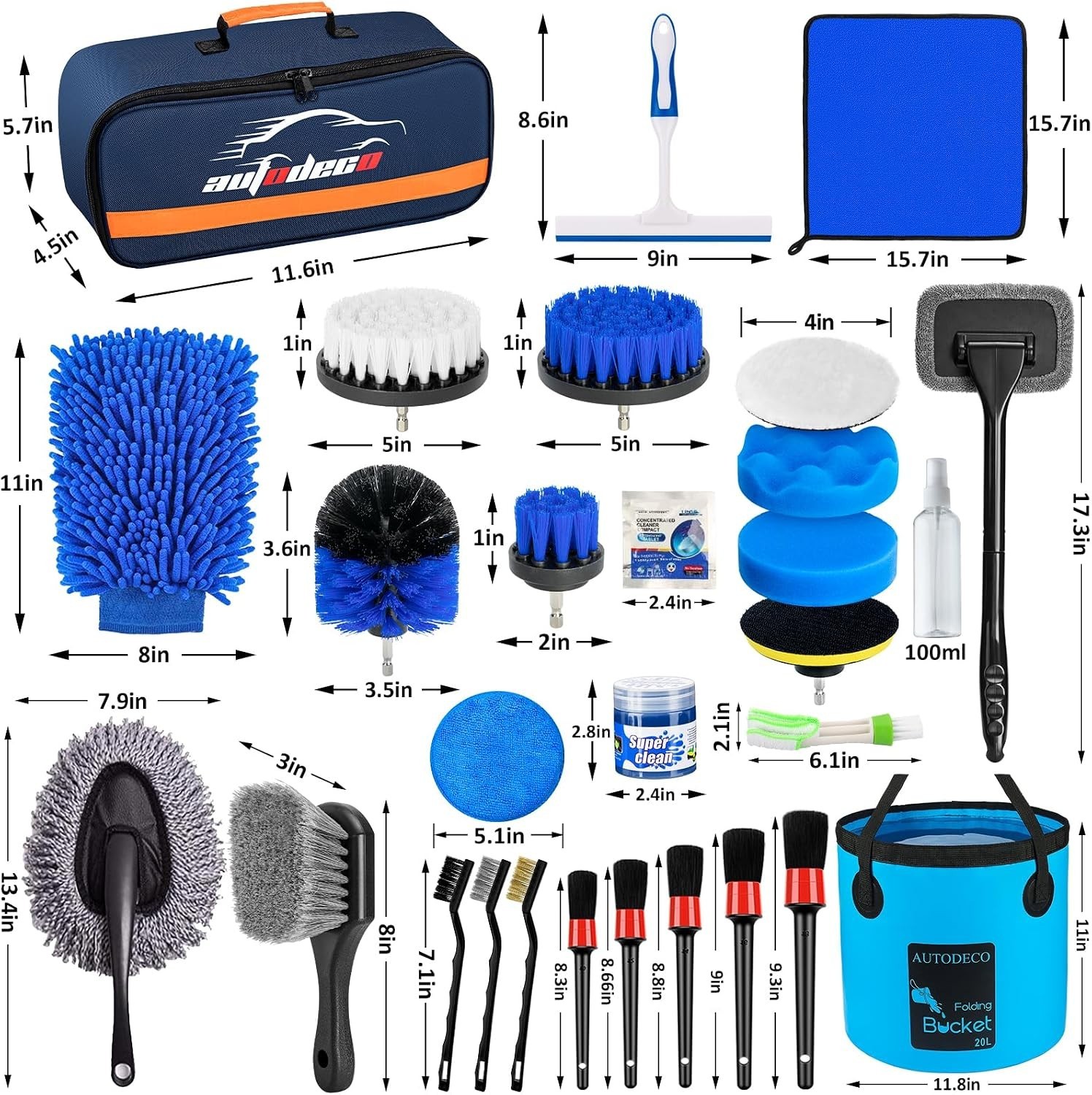 Set De Cepillos Para Detallado De Autos Kit De Detallado Autos De Limpieza 34 Pz