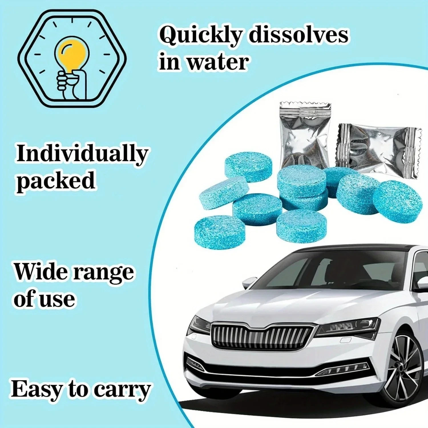 100x Car Windshield Washer Fluid Tablets Concentrated Glass Cleaner Wiper Wash