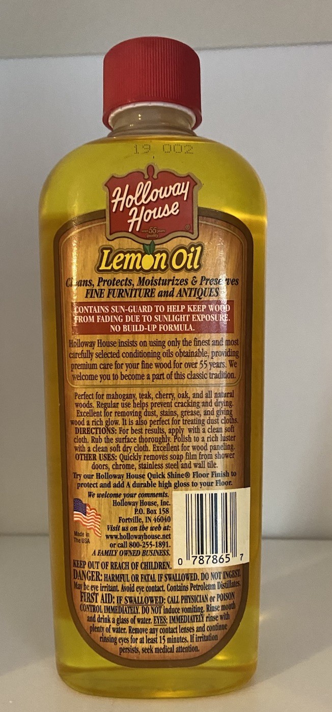 Holloway House LEMON OIL Fine Wood Cleaner Moisturize Preserve W/ Sun Guard 90%