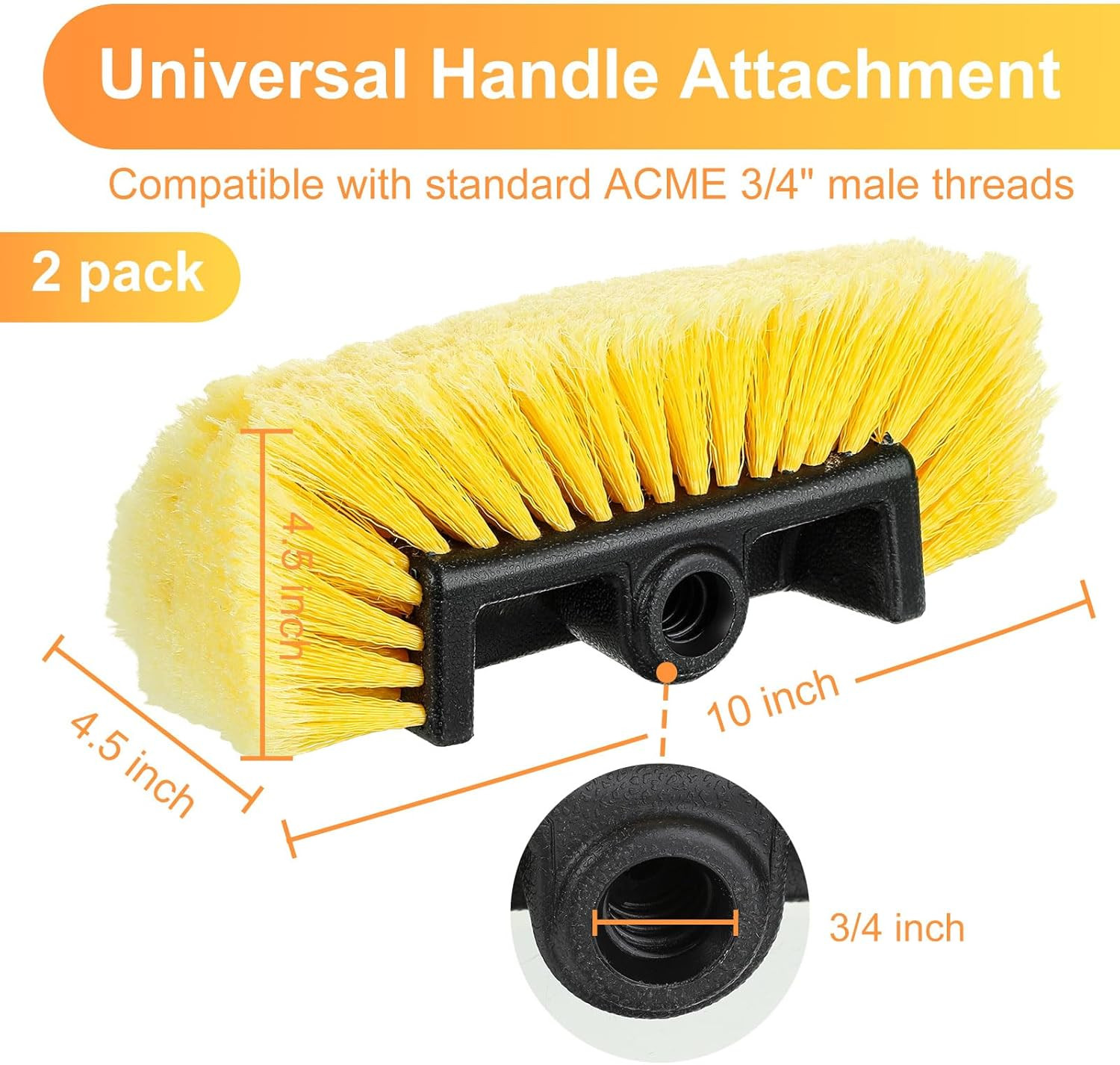 2 Pcs Car Wash Brush Head with Soft Detailing Bristle Flow through Car Cleaning