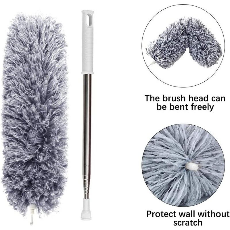 Extendable Microfiber Duster Bendable Head Telescopic Cleaning Tool Dust Remover