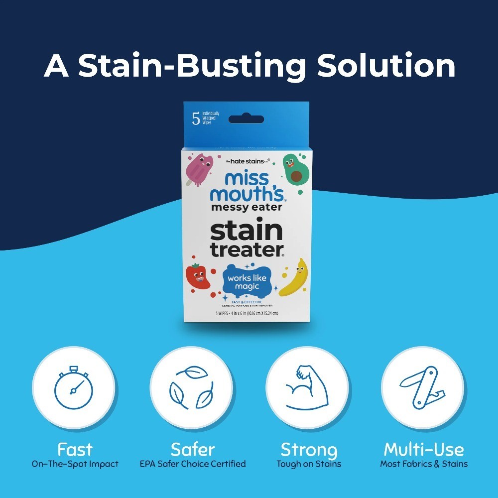 Stain Remover Wipes for Baby Clothes Food Grease Coffee Messy Eater Newborn