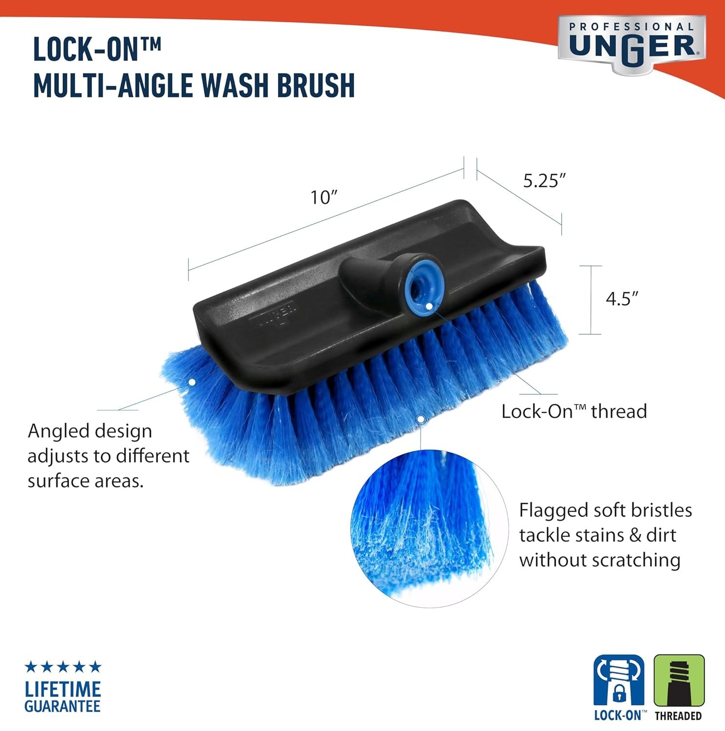 Professional Lock-On HydroPower 10” Bi-Level Soft Wash Brush, Compatible with…