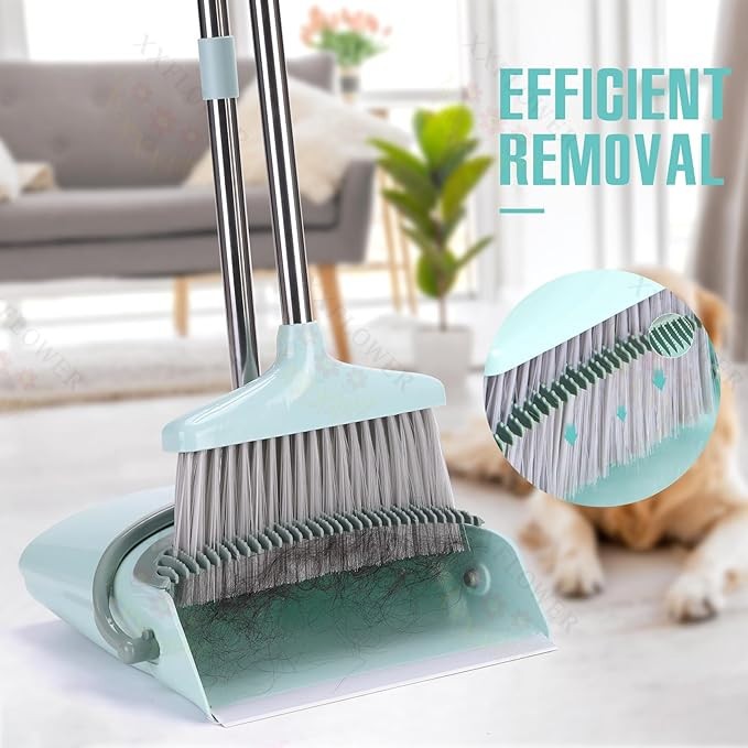 55in Long Handle Indoor Sweeping Combo for Home Office Kitchen Bluish Green