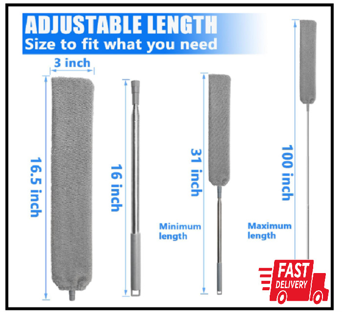 Retractable Gap Dust Cleaner Brush with 4 pcs Replacement Duster Cloth, 100 i…
