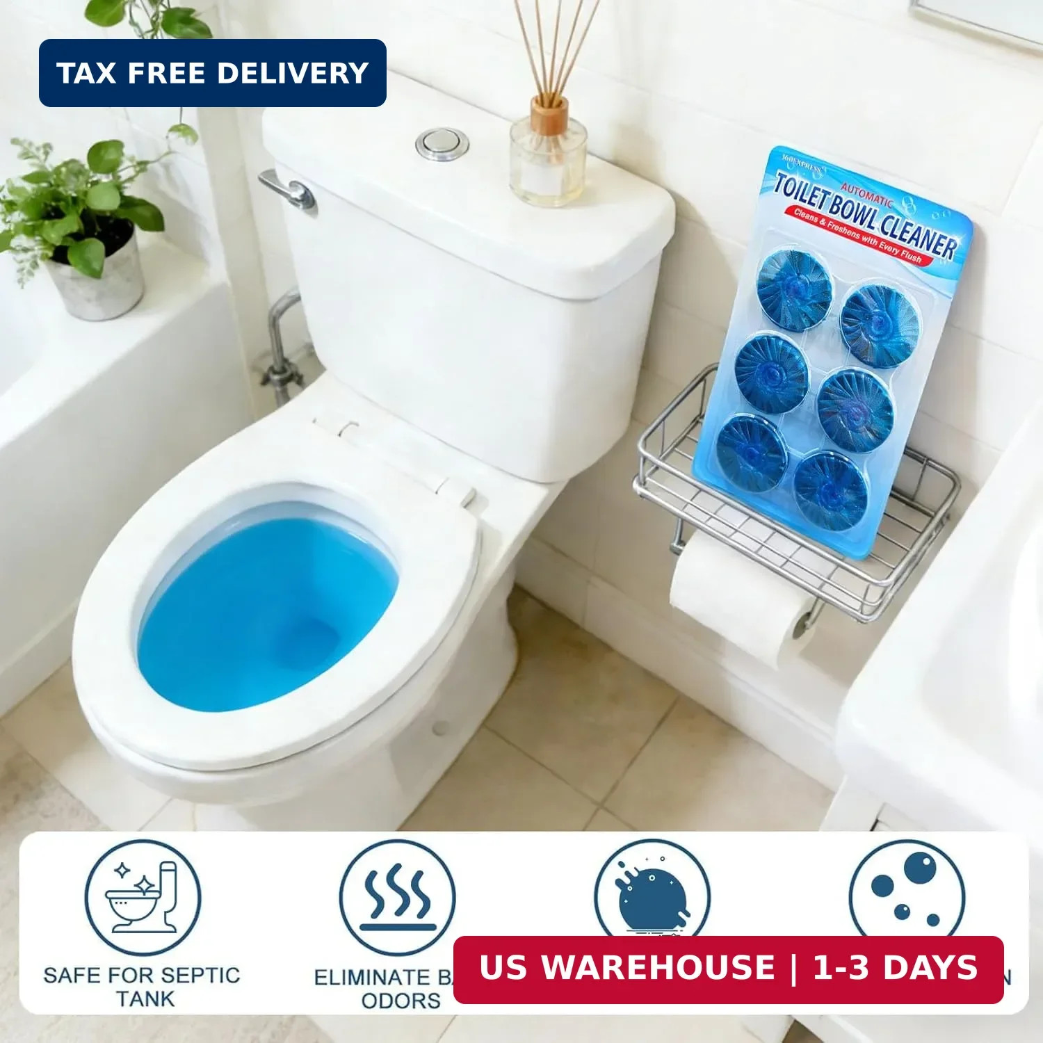 Automatic Toilet Bowl Cleaner Tablets – Long-Lasting Bathroom Tank Cleaner for E