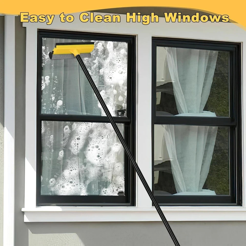 Window Squeegee with Extension Pole 54.5 inches Car Windshield Washer Kit Sponge