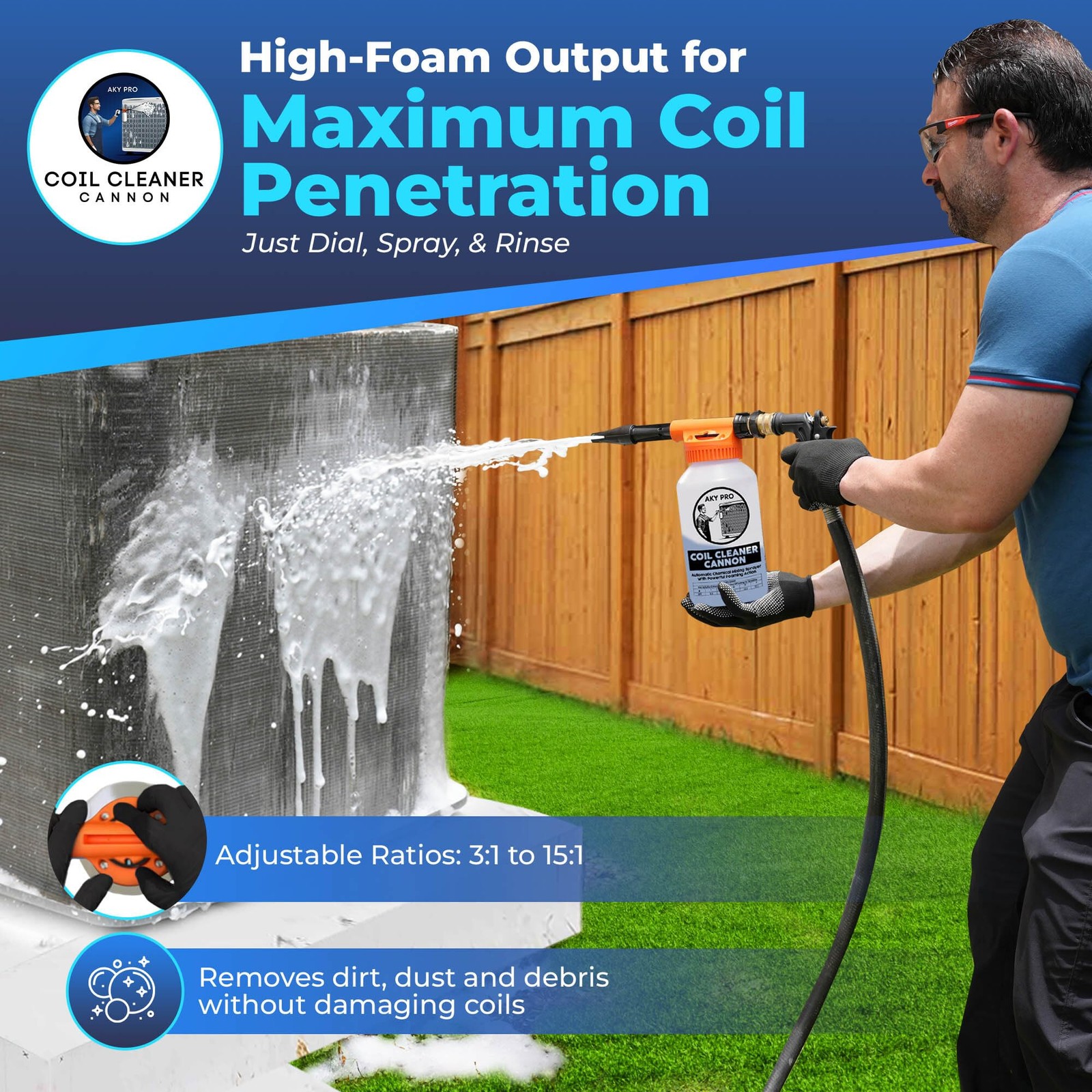 AKY PRO AC Coil Cleaner Cannon Sprayer 2-Quart HVAC Foam