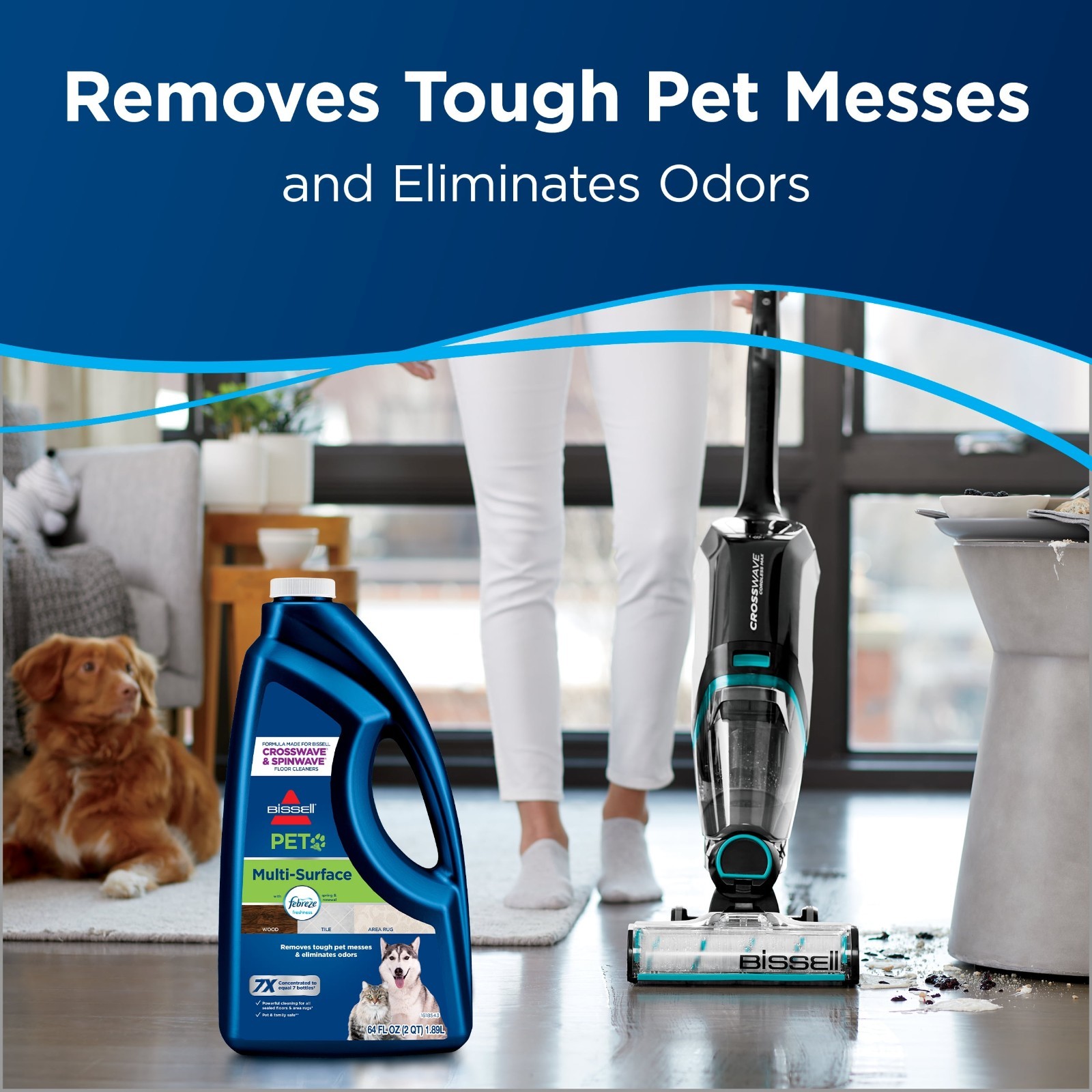 2 Pack Bissell Pet Multi Surface Formula 64oz CrossWave SpinWave 22951 Cleaner
