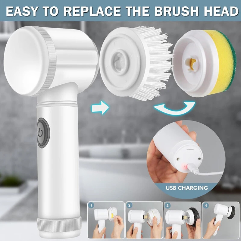 Electric Cleaning Brush Dish Scrubber Kitchen Spinning Cleaning Brush Scrubber