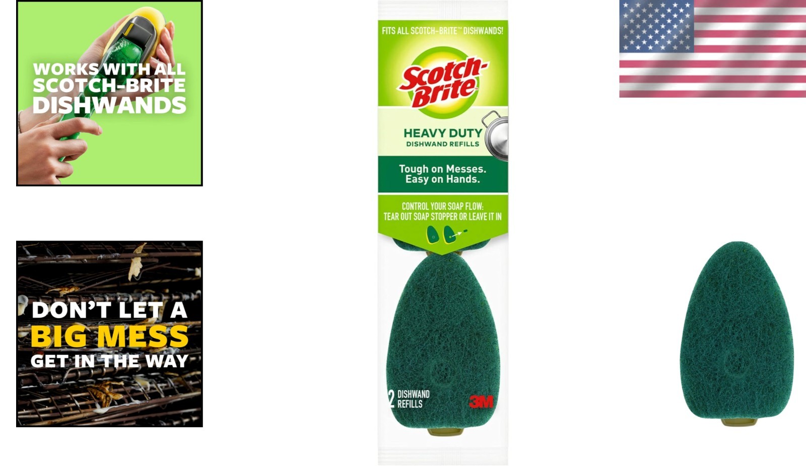Heavy Duty Dishwand Refills – 14 Recycled Eco-Sponges for Mess-Free Cleaning