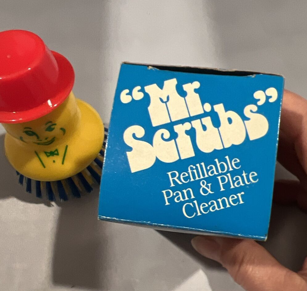 Mr. Scrub Refillable Pan Cleaner Scrubber Vintage Red Hat Yellow Face Taiwan
