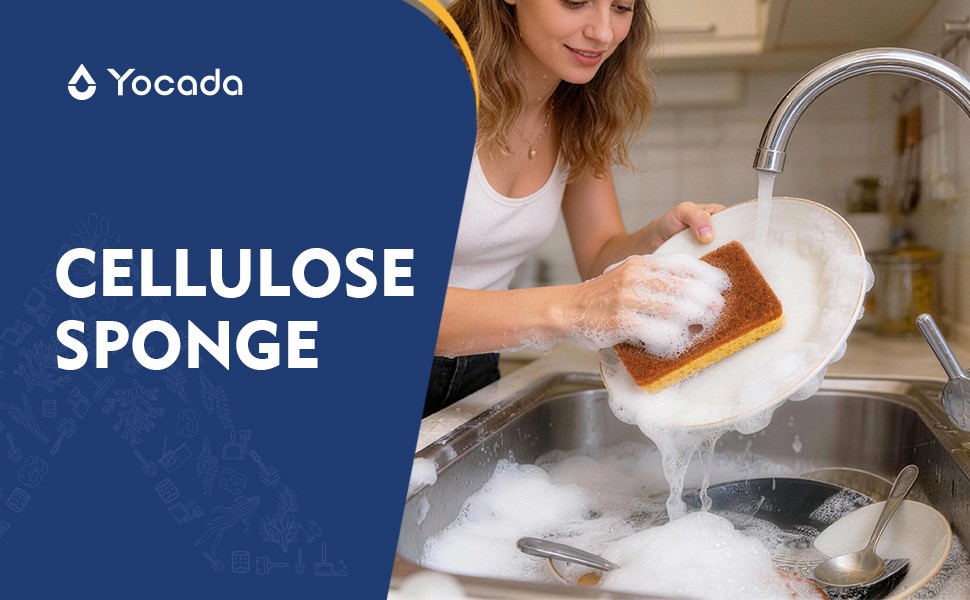 Cellulose Sponge 12 Pack Biodegradable Natural Kitchen Sponge Dual-Action