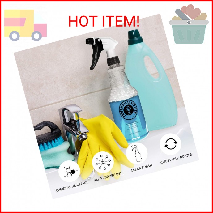 Plastic Spray Bottle (24oz 3 Pack) for Cleaning Solutions, Car Detailing Care, P