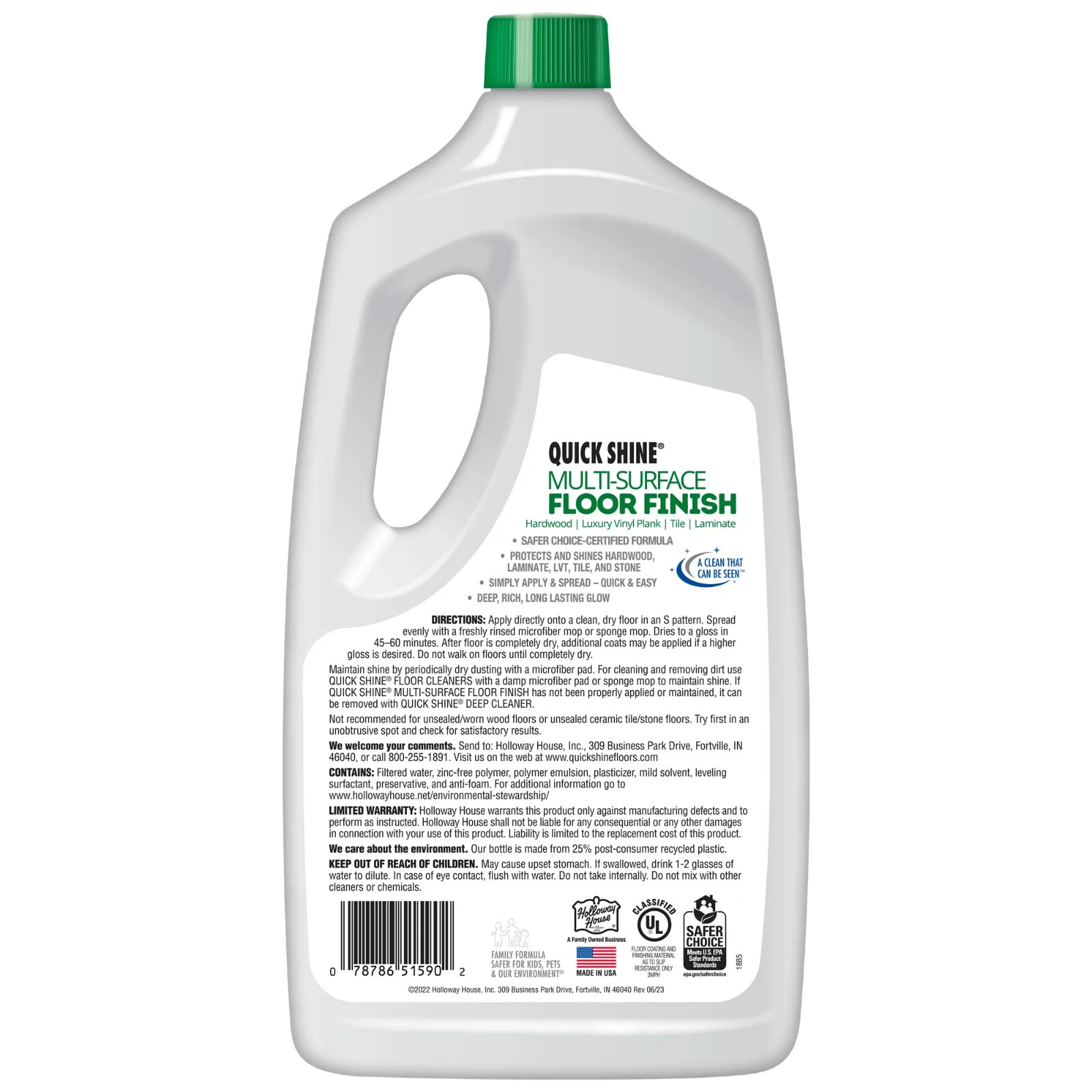 Quick Shine Liquid Multi-Surface Floor Finish, 64 fl. oz., Household Floor Clean