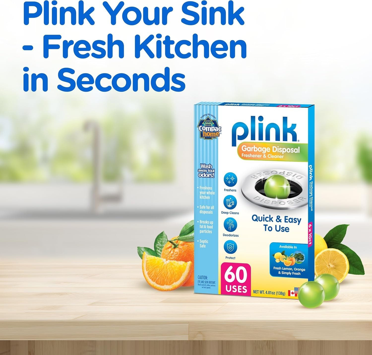 60-Count Plink Cleaning Beads – Non-Toxic Drain Deodorizer with Assorted Scents