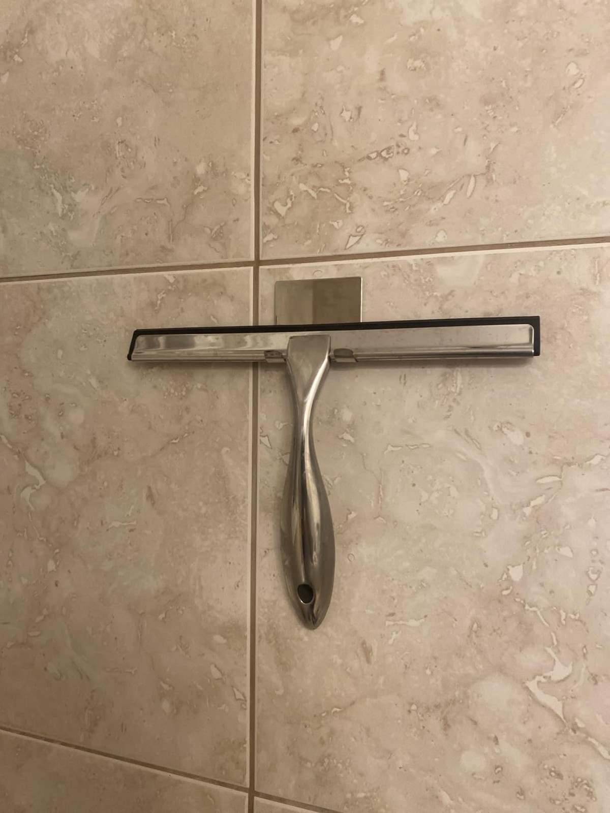 Stainless Steel Shower Squeegee w/ 2 Hooks for Glass Door, Mirror, Tile, Car