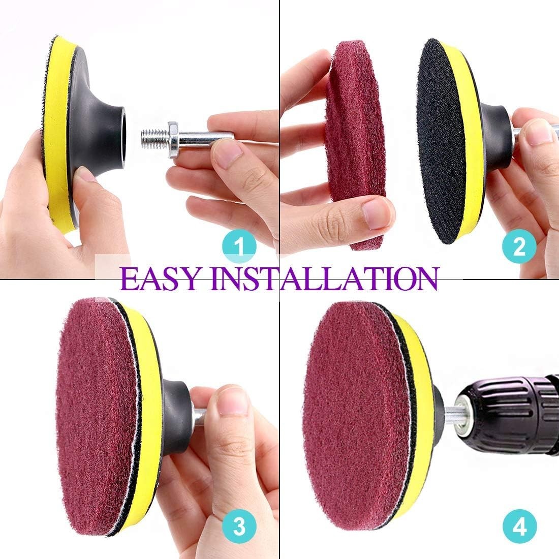 16Pcs 5-Inch Drill-Powered Scrubbing Pads Kit – Abrasive Cleaning Solution