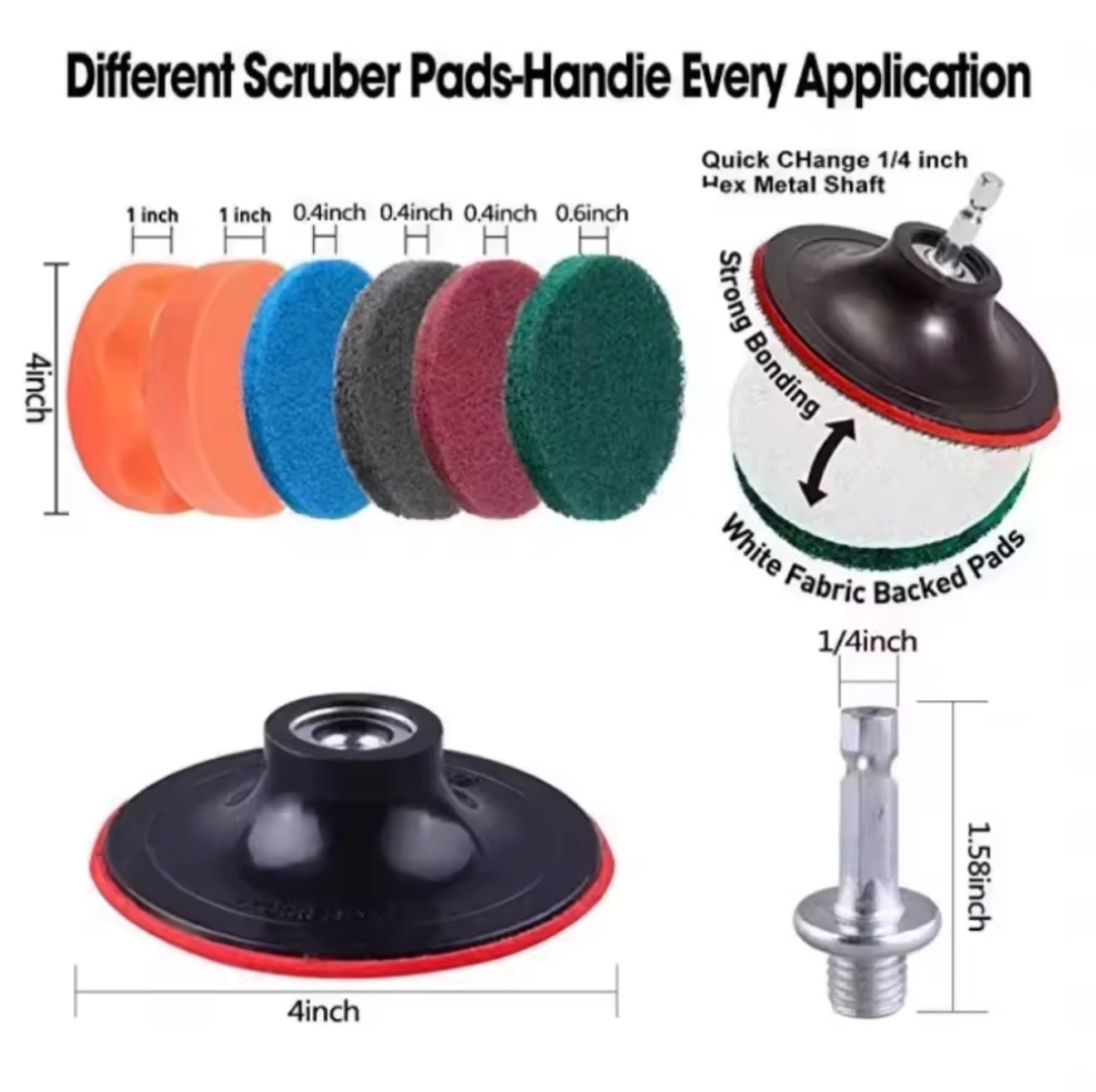3 To 26 Brush Attachments Set Scrub Pads Sponge Power Scrubber Wash Cleaning Kit