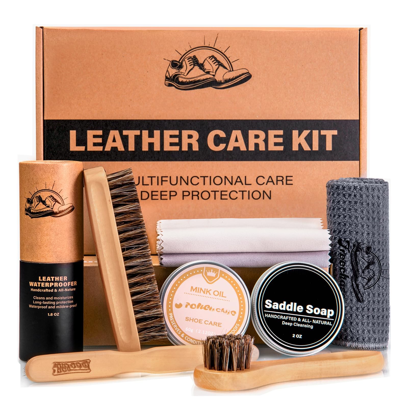 Leather Cleaner and Conditioner Kit – Saddle Soap, Mink Oil, Waterproofing Wa…
