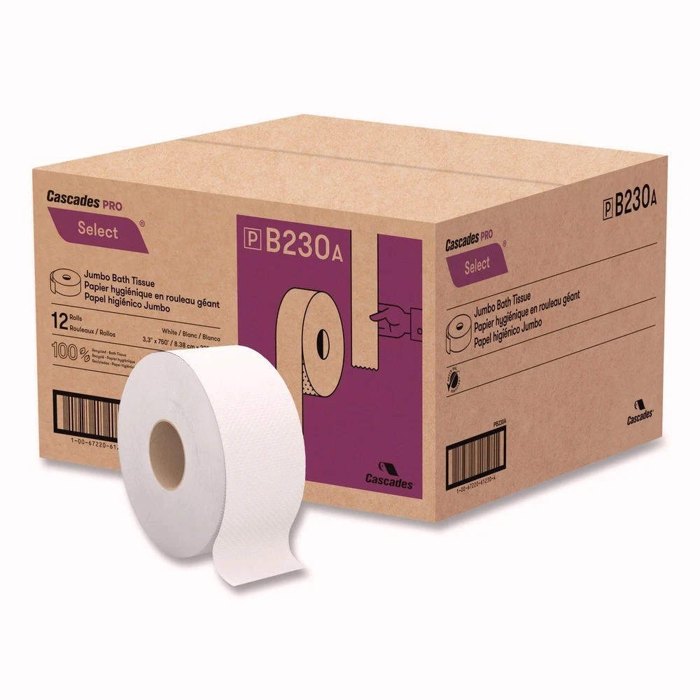 Cascades PRO B230 2-Ply 3.3″ x 750′ Select Jumbo Bath Tissue (12/CT) New