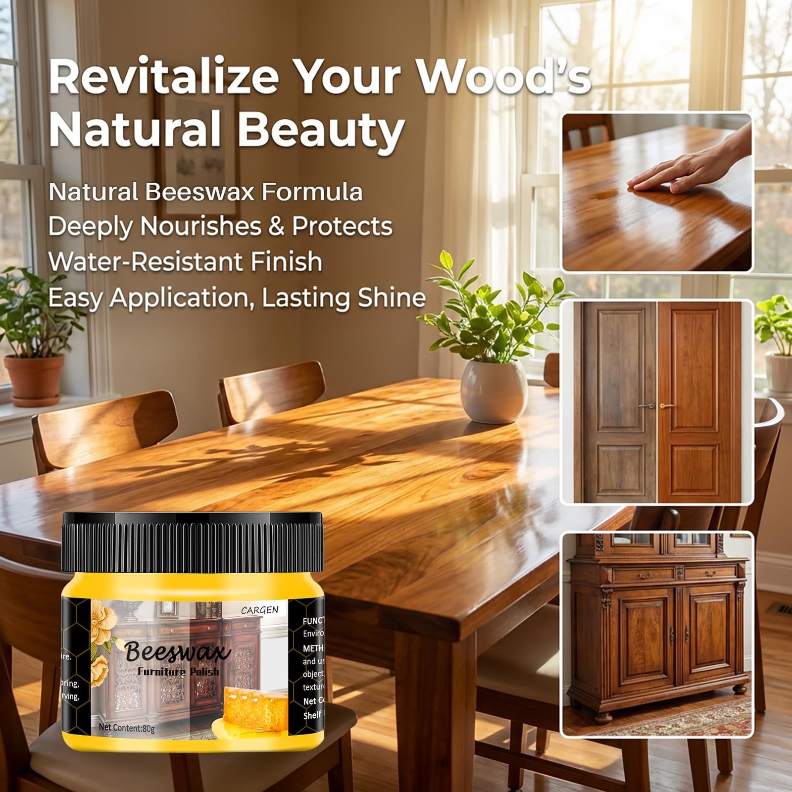CARGEN Beeswax Furniture Polish, Wood Seasoning Beeswax for Furniture Wood Wa…
