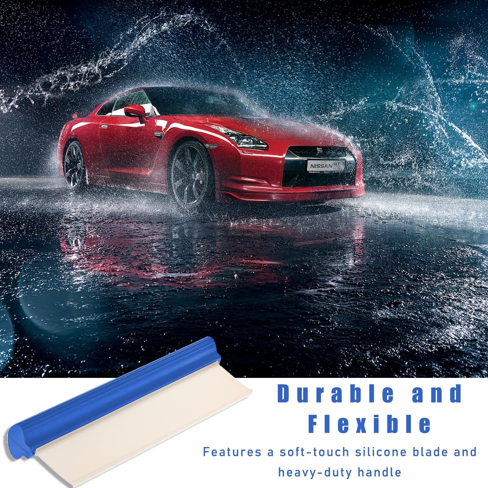12″ Silicone T-Bar Car Squeegee Water Blade Quick Dry Wiper Glass Window Quick D