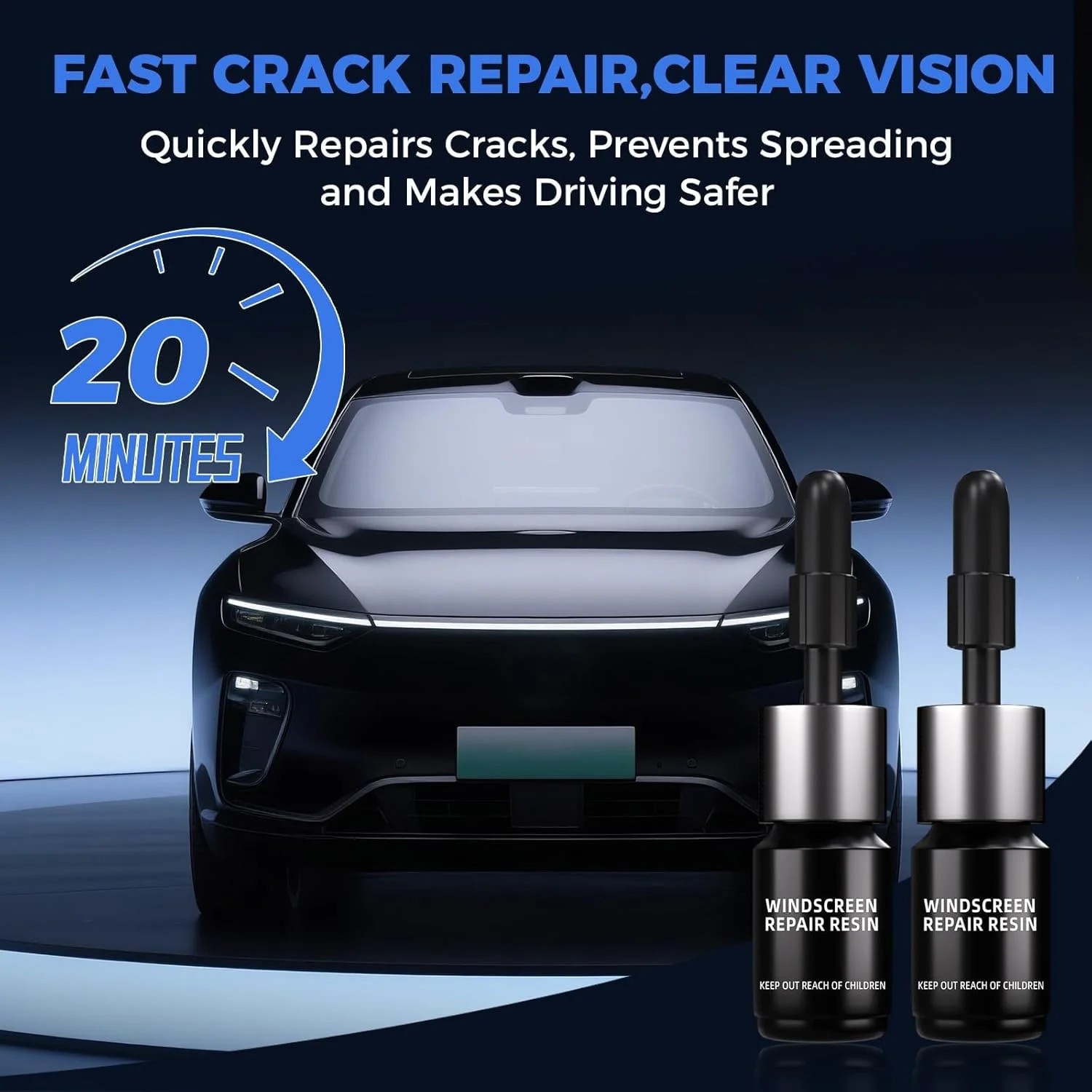 Windshield Crack Repair Kit Quick Quick for Chips and Cracks Glass Chip 2 Bottle