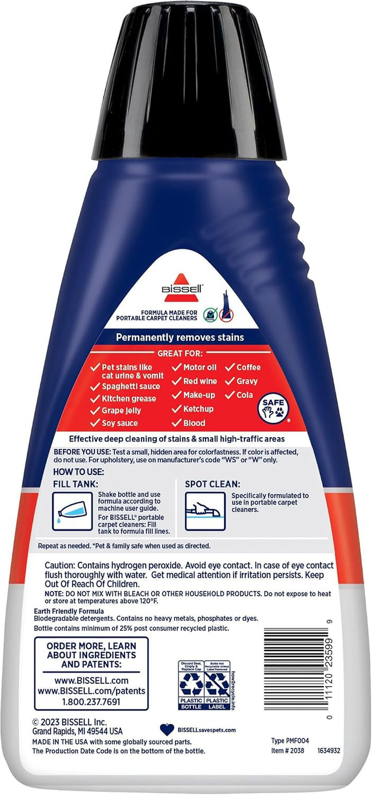 Bissell Professional Spot and Stain + Oxy Portable Machine Formula, 32 oz, Singl