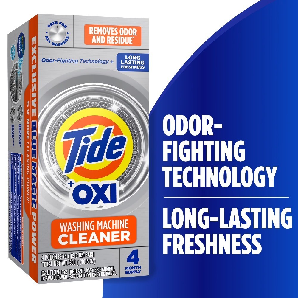 Washing Machine Cleaner Powder Oxi Odor Eliminator and Residue Remover Pack of 4