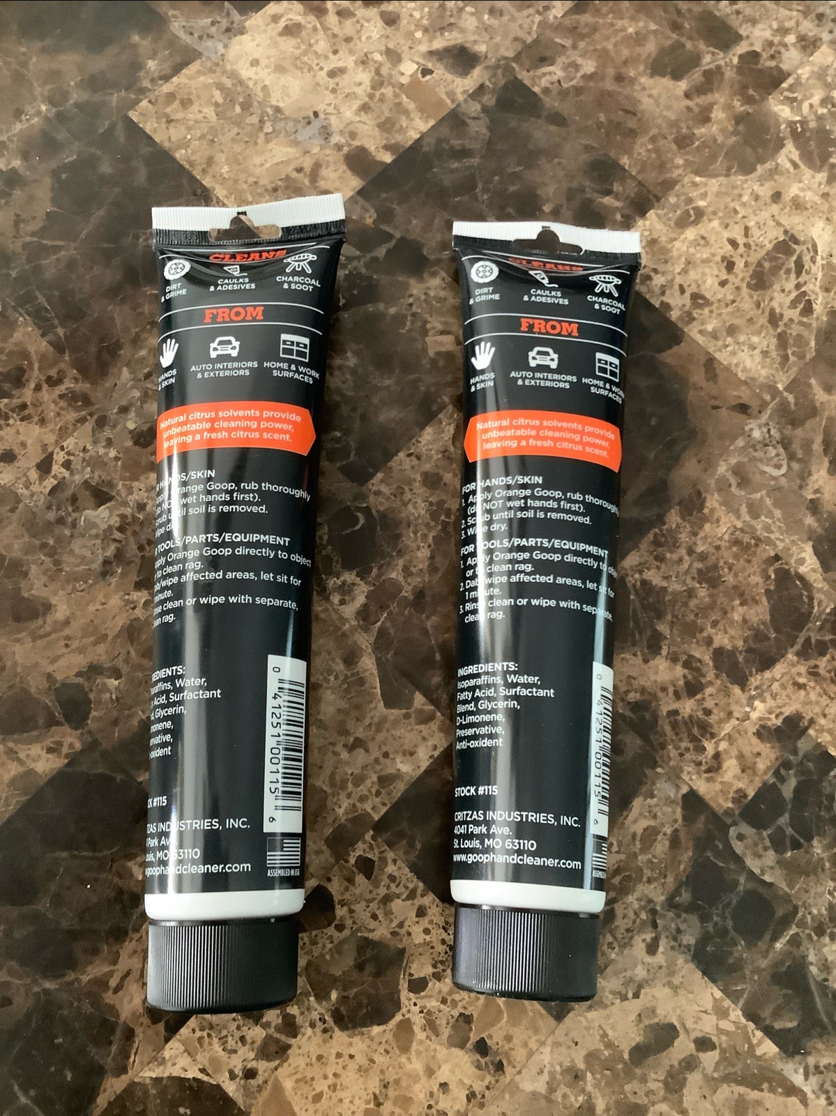 2x GOOP Orange Hand Cleaner Heavy Duty Citrus Power Mechanic 5 ounce tube