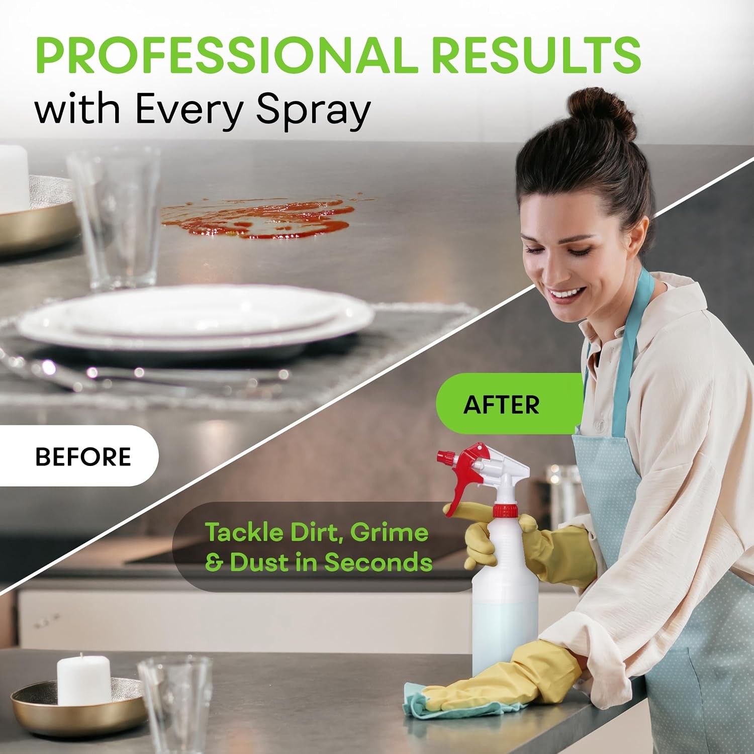 32 OZ Empty Plastic Spray Bottle, Heavy Duty with Adjustable Spray Nozzle,