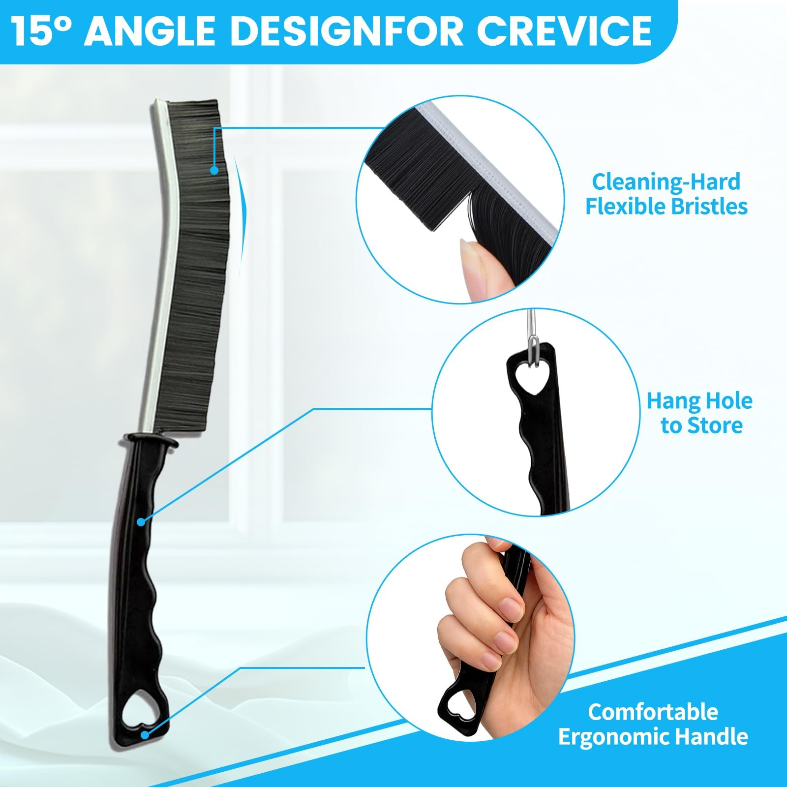 16Pcs Crevice Cleaning Brush Set, Hard Bristle Scrub Brushes Tools for Deep C
