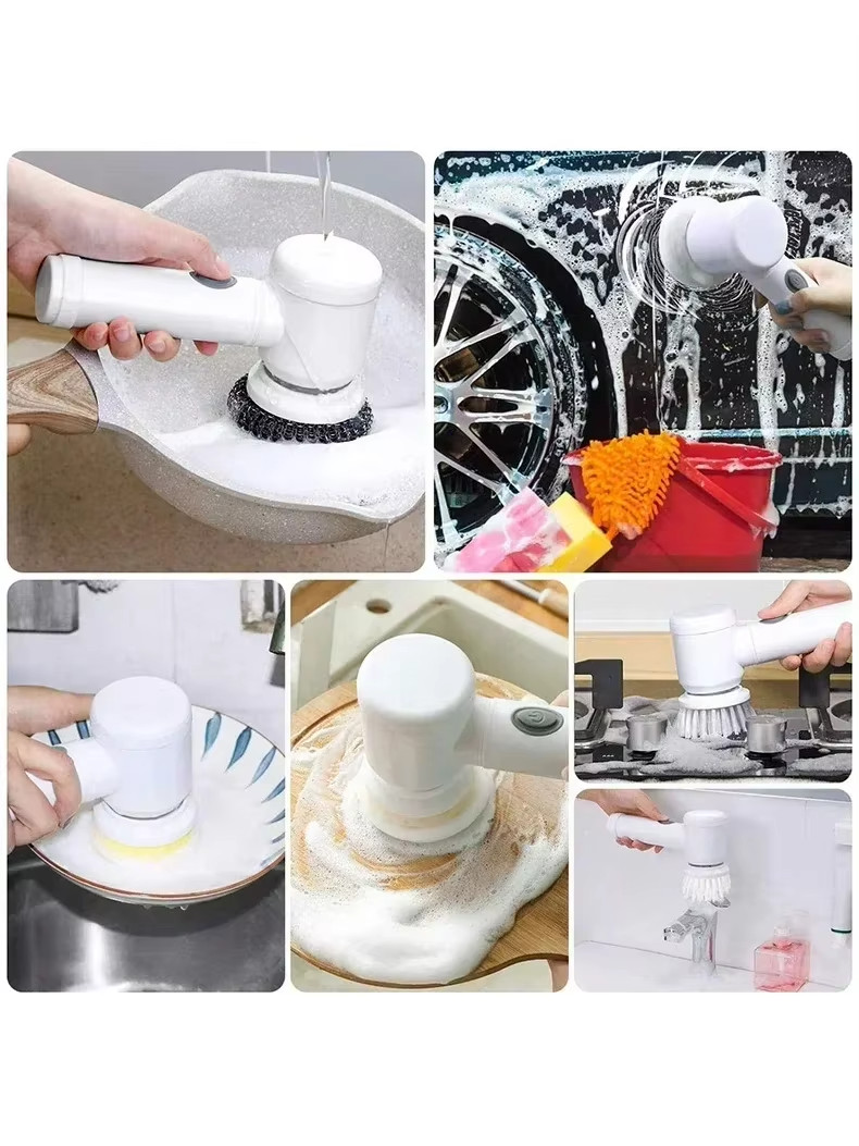 1pcs Electric Spin Scrubber – Cordless Cleaning Brush with 5 Replaceable Heads