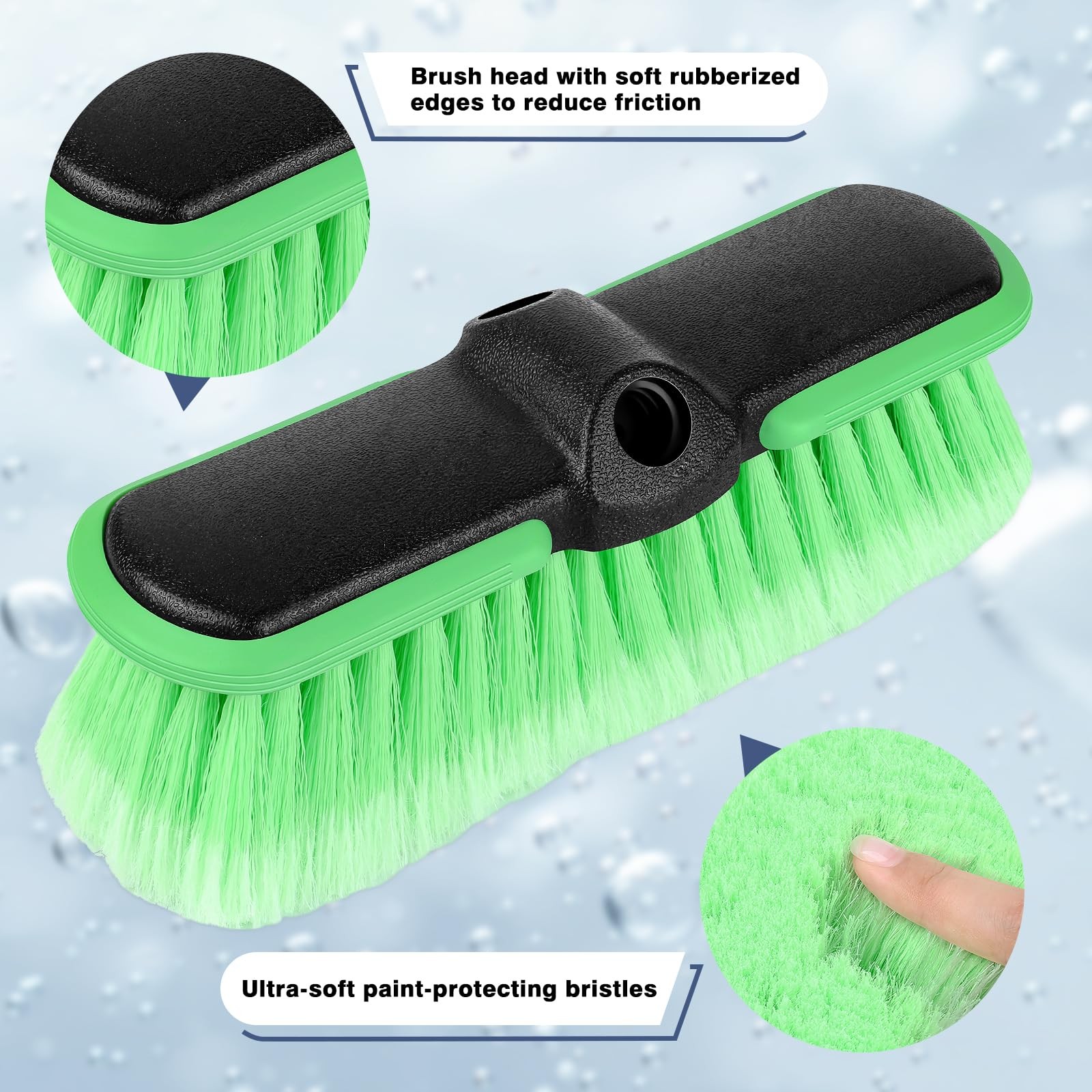 10“ Car Wash Brush Head, Scrub Brush Attachment for Extension Pole, Outdoor C…