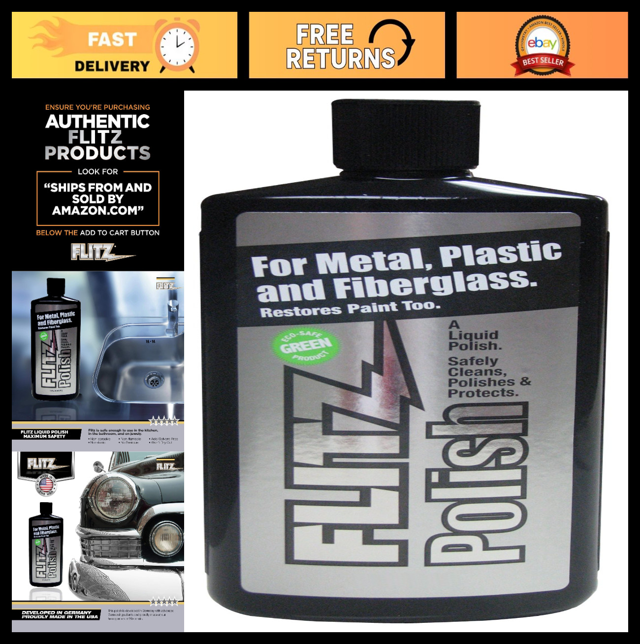 Multi-Purpose Metal Polish Liquid – 3.4oz Tarnish Remover for Aluminum, Chrome,