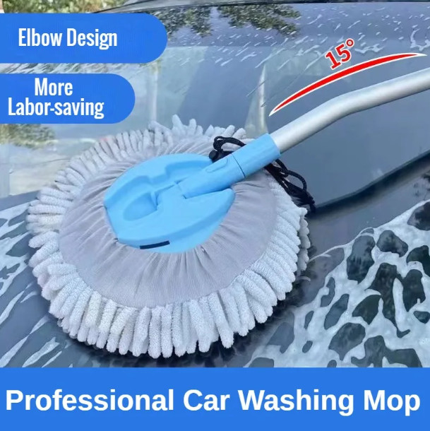 3pc Car Wash Brush Mop Cleaning Tool, Long Handle Flexible Microfiber Sponges