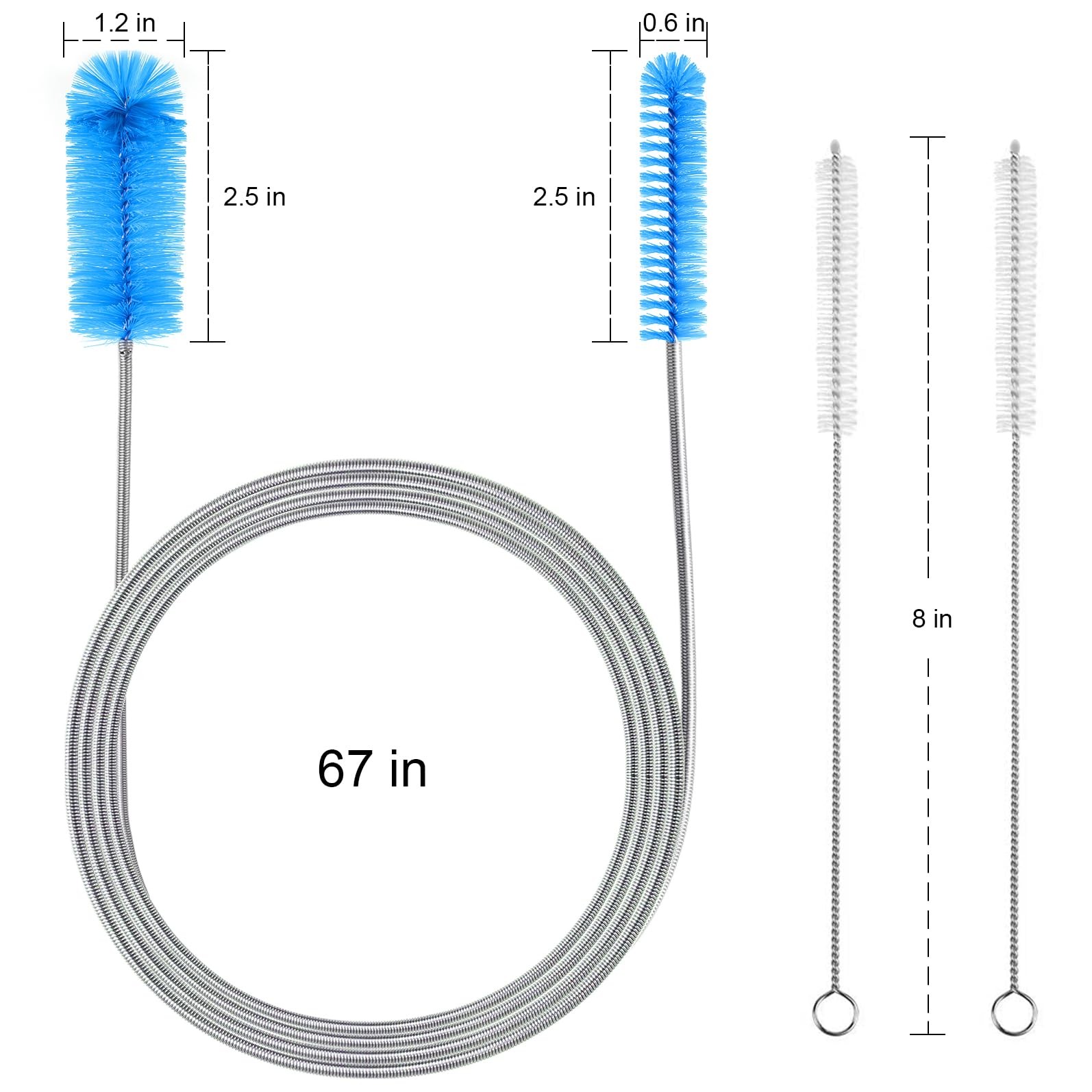 Flexible Long Drain Brush, Double Elastic Ended Nylon Cleaner Hose Tube Pipe …