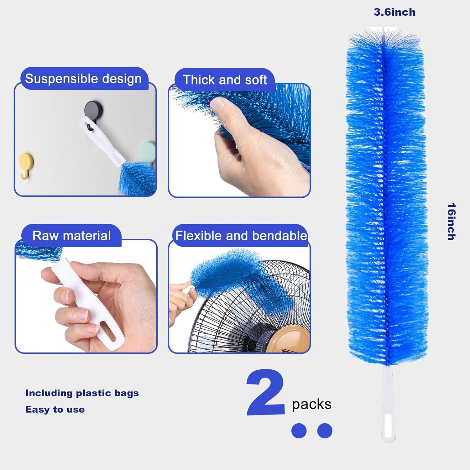 Fan Cleaner Brush，Fan Brush Cobweb Duster Microfiber Duster Ideal for Ceiling Du
