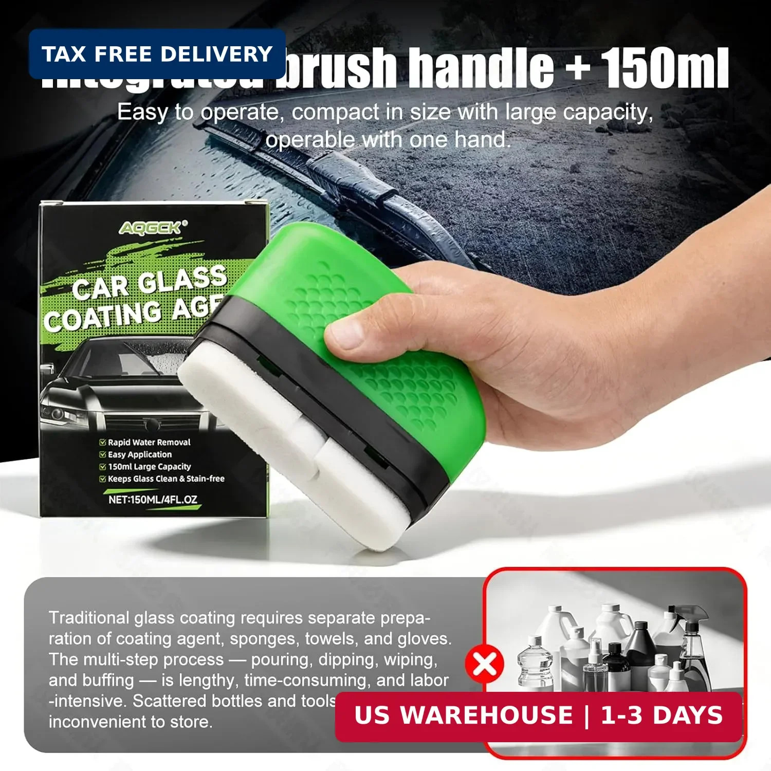 Automotive Glass Hydrophobic Coating Agent, Lotus Leaf Rainproof Effect, Invisib