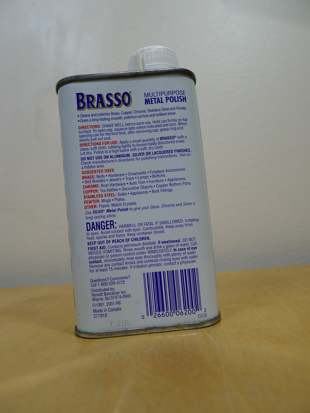 NEW & SEALED! BRASSO Metal Polish Original 1991 Vtg Metal Can NOS